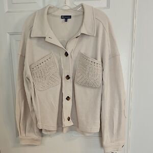 Democracy Cream Utility Jacket with Button Front